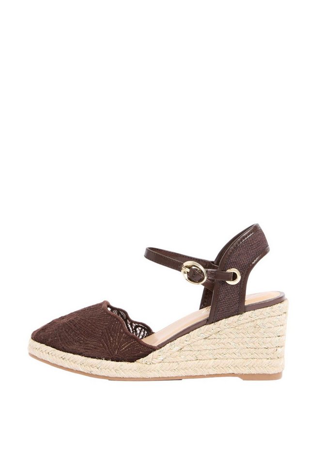 Lipsy Espadrilles mit Blumenspitze und Keilabsatz Keilsandalette (1-tlg) (braun)