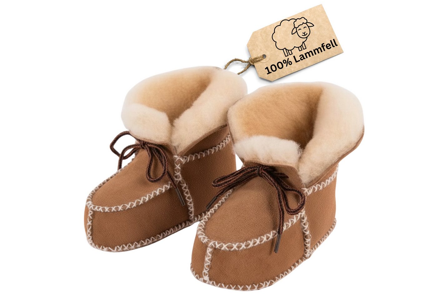 LIRA Deko Babyschuhe Lammfell Krabbelschuhe Winter Herbst bis 1 Jahr UNISEX Babystiefel (Babylammfellschuhe - Wärmend & atmungsaktiv) aus echtem Leder, Innenfutter: echte Schafwolle
