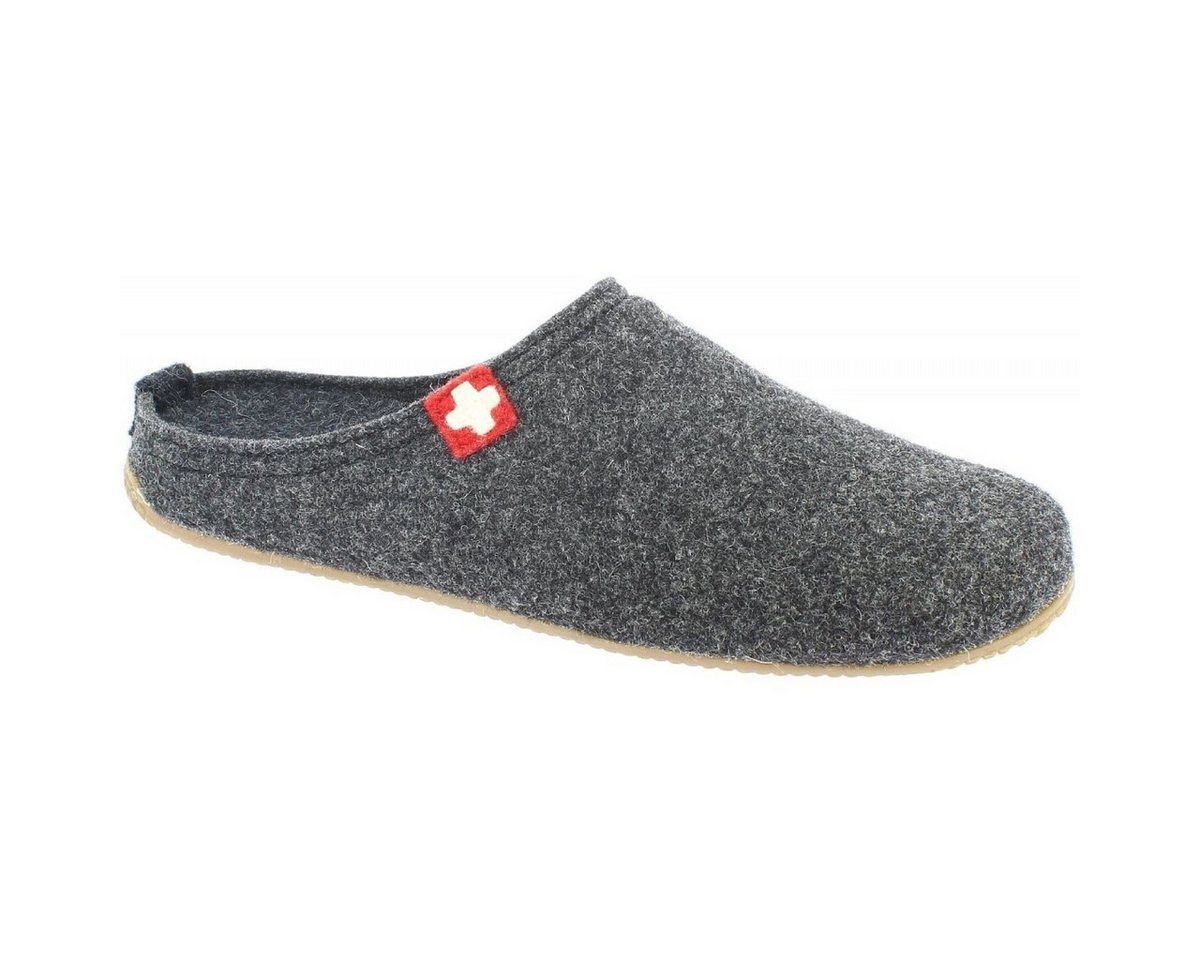 Living Kitzbühel Filzpantoffel (Wolle) Schweizer Kreuz anthrazitgrau Damen Hausschuh