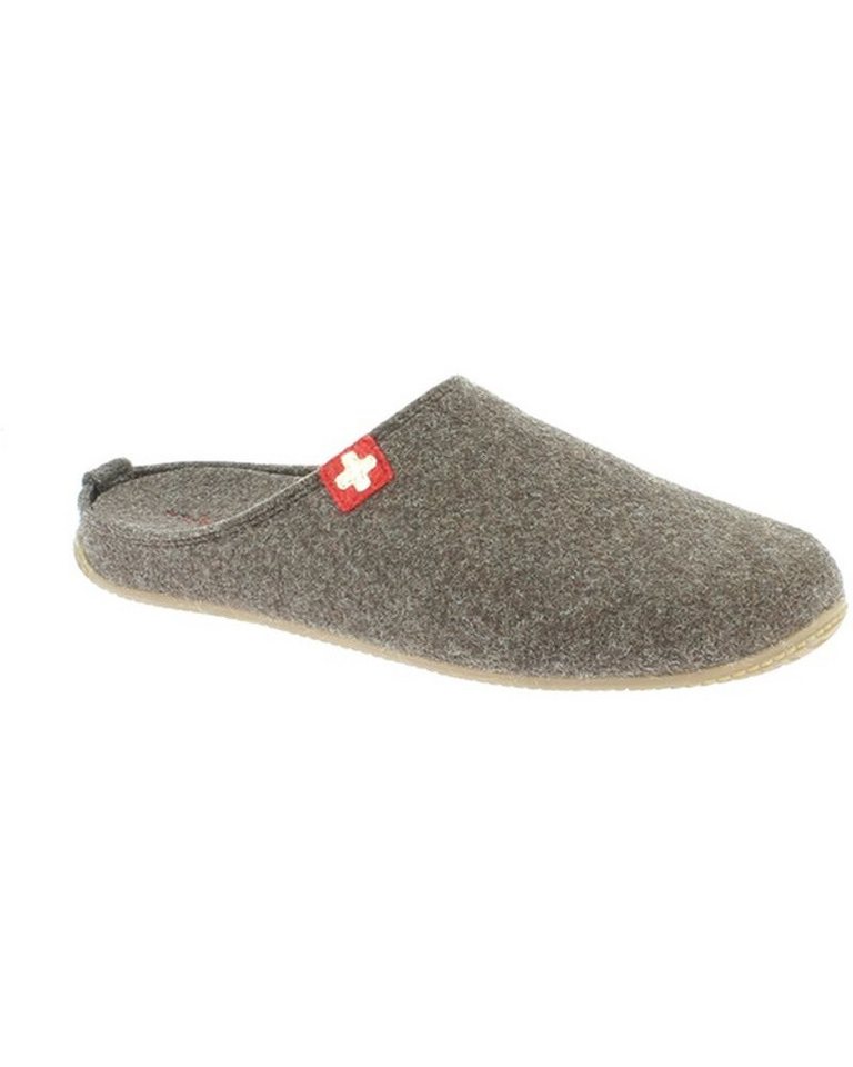 Living Kitzbühel Filzpantoffel (Wolle) Schweizer Kreuz braun Damen Hausschuh