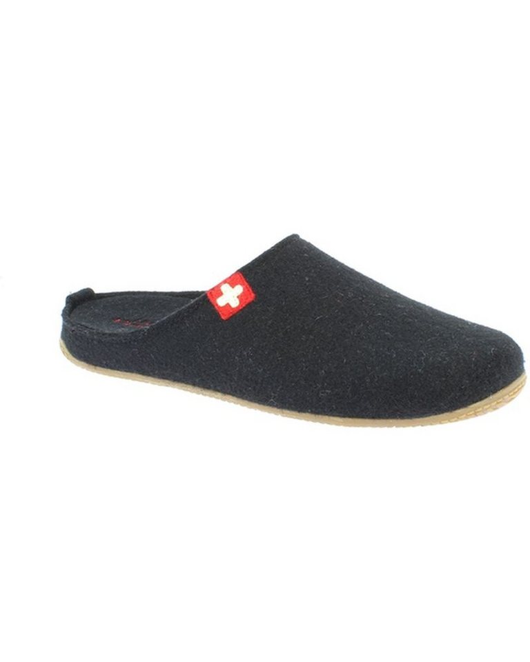 Living Kitzbühel Filzpantoffel (Wolle) Schweizer Kreuz schwarz Herren Hausschuh
