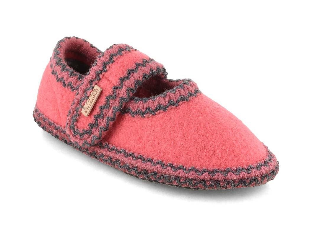 Living Kitzbühel Kinderballerina Babs mit Häkelverzierung Hausschuh Klettverschluss