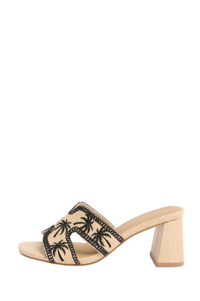 Love & Roses Raffia-Pantoletten mit Stickerei Sandalette (1-tlg)