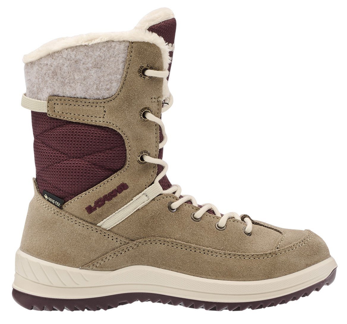 Lowa Bianca High GTX (Veloursleder/Textil, wasserdicht) 2025 sandbraun/rot Winterstiefel
