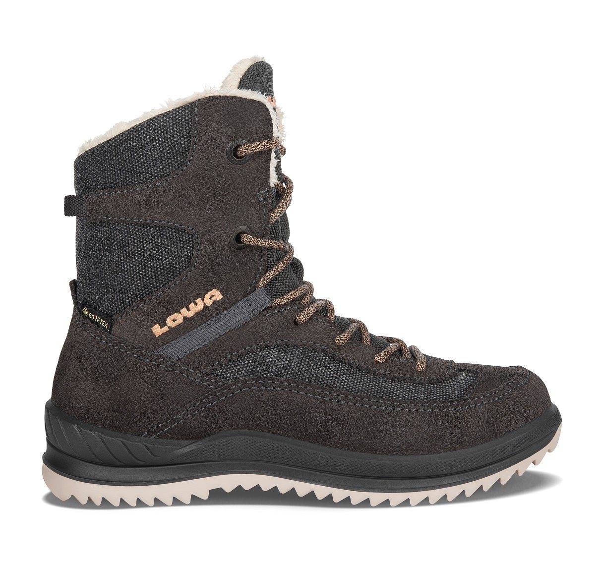 Lowa Ella GTX (Veloursleder, wasserdicht) anthrazit/aprikose Mädchen Winterstiefel