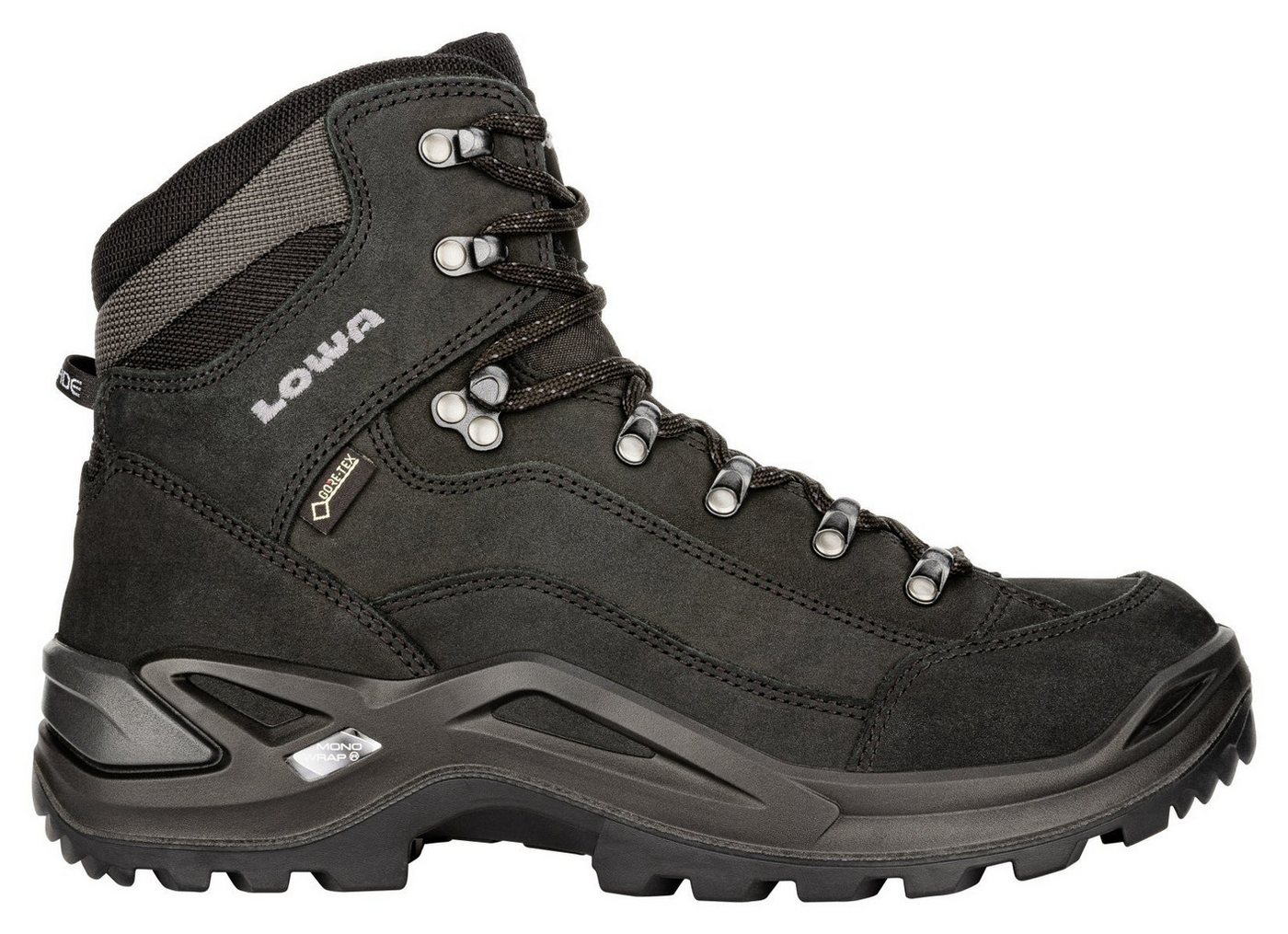 Lowa Renegade Mid GTX (All-Terrain, Nubukleder, wasserdicht) tiefschwarz Wanderschuh