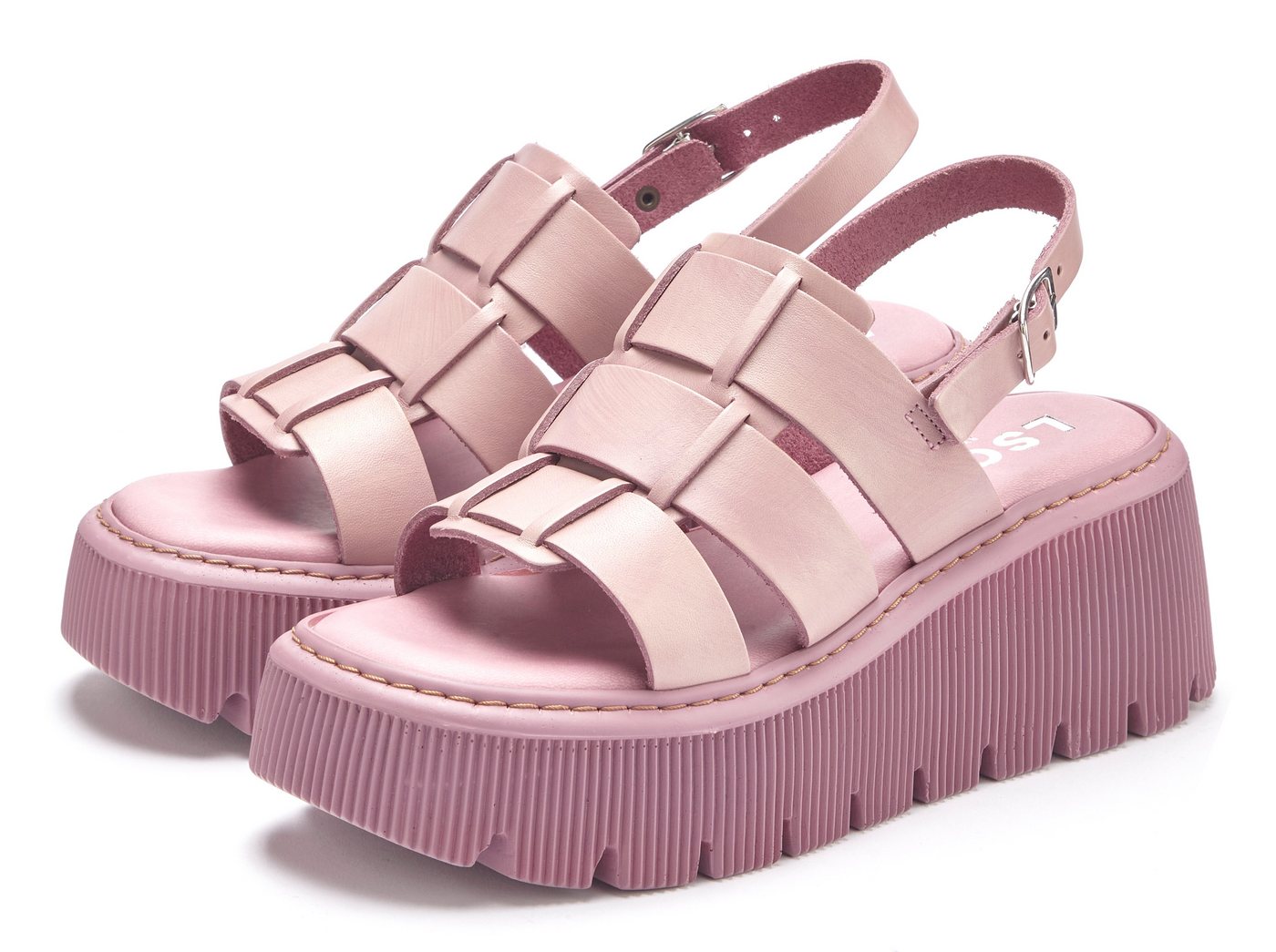 LSCN by LASCANA Sommerschuh Sandalette Sandale, Sommerschuh, Pantolette aus Leder mit Plateau
