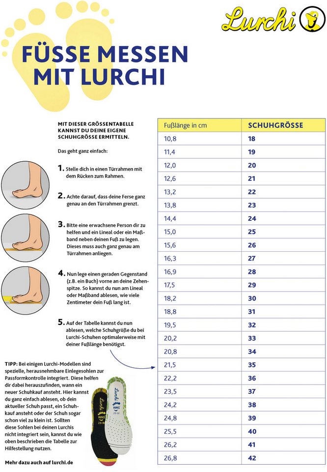 Lurchi Bibu Barefoot Barfußschuh Klettschuh, Hausschuh mit Label, Größenschablone zum Download (beige)