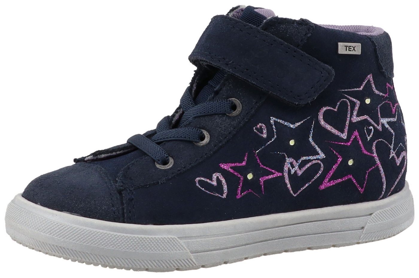 Lurchi Blanca-TEX, Blinkschuh Sneaker Boots, Herzchen-Glitzer-Motiv, Größenschablone zum Download