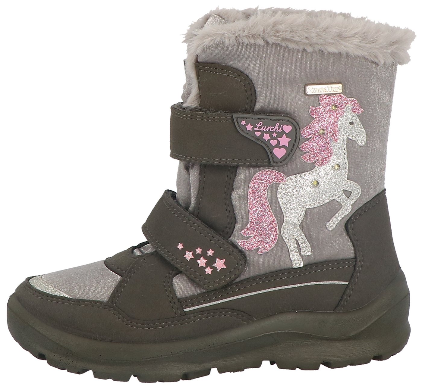 Lurchi Kanani-SYMPATEX Blinkschuh Winterstiefel, Winterboots mit Blinkfunktion, Größenschablone zum Download (grün/beige)