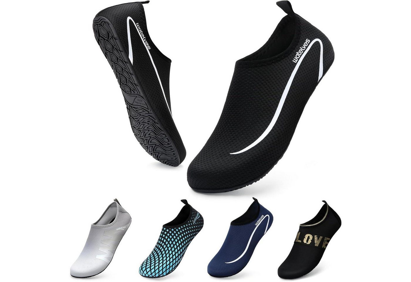 LuxusKollektion Wasserschuhe Badeschuhe Aquaschuhe 48 49 EU A Linie Schwarz Wasserschuh