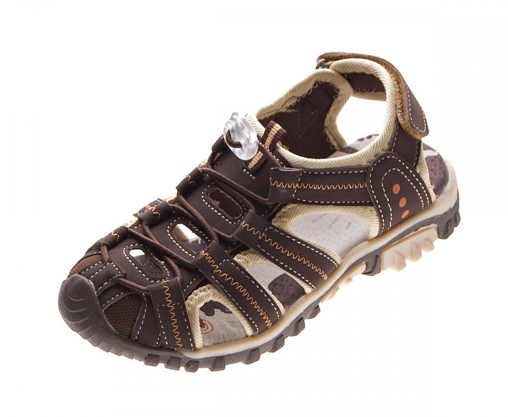 Magnus Sandale Gummizug Leder Innensohle Klettverschluss Sandale Ziernähte, Gummizug