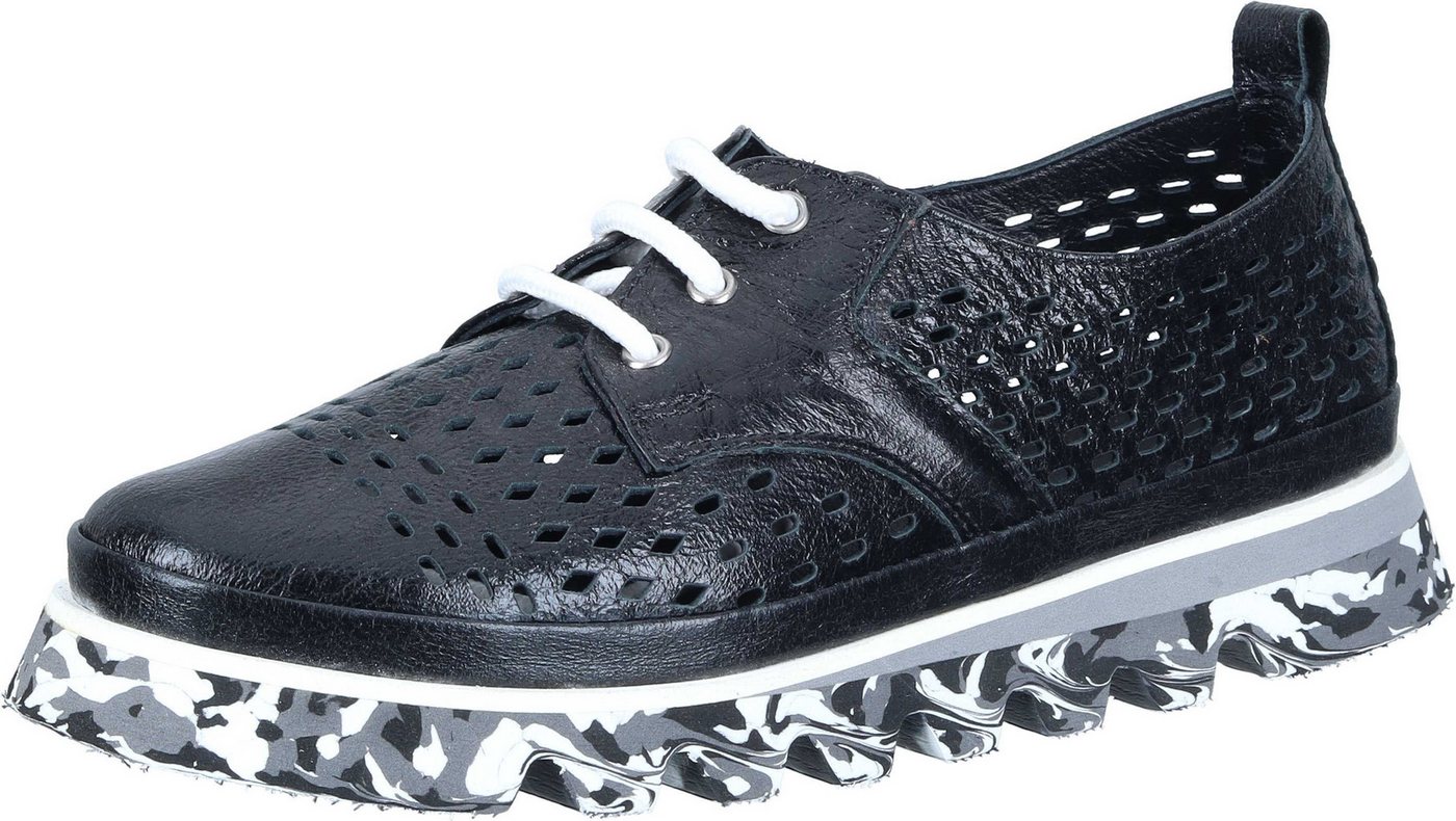 Manitu Schnürer Schnürschuh aus echtem Leder (schwarz)