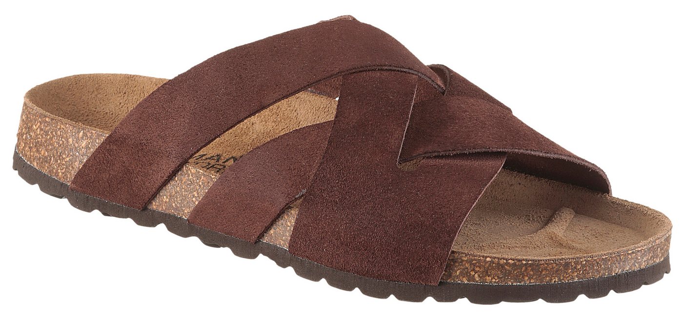 Man's World Pantolette Schlappen, Sommerschuh, Hausschuh mit vorgeformtem Fußbett (braun)