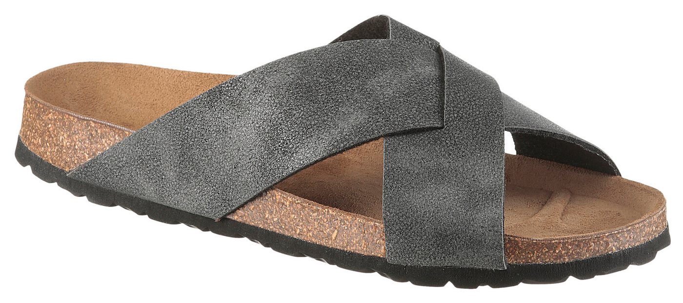 Man's World Pantolette Sommerschuh, Strandschuh, Hausschuh mit Fußbett (grau)