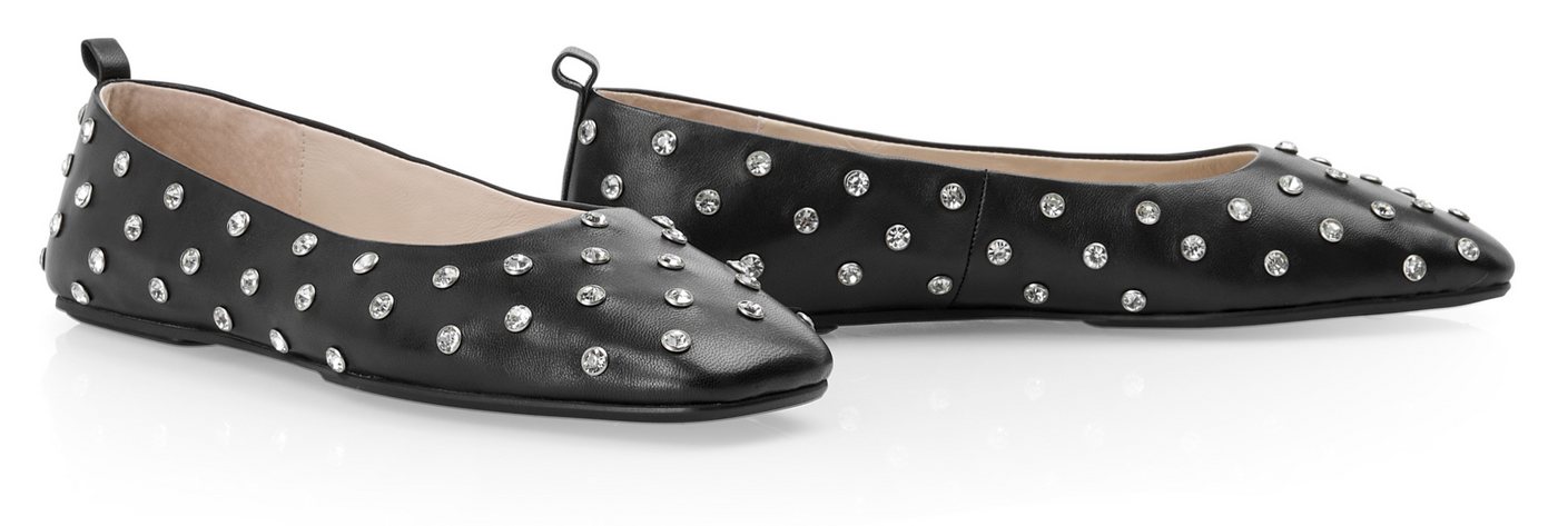 Marc Cain Ballerina, Flats, Loafer, Slipper mit Glitzersteinchen besetzt