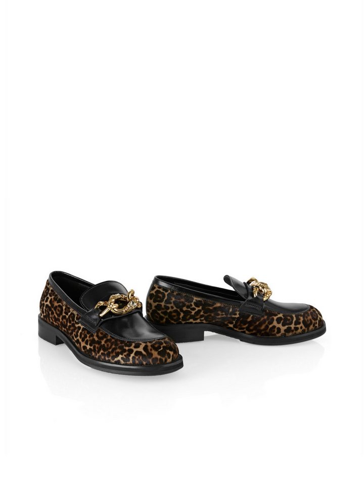 Marc Cain Collections Feminine Rigour Loafer Slipper, Mokassin, Flats mit allover Leo-Print