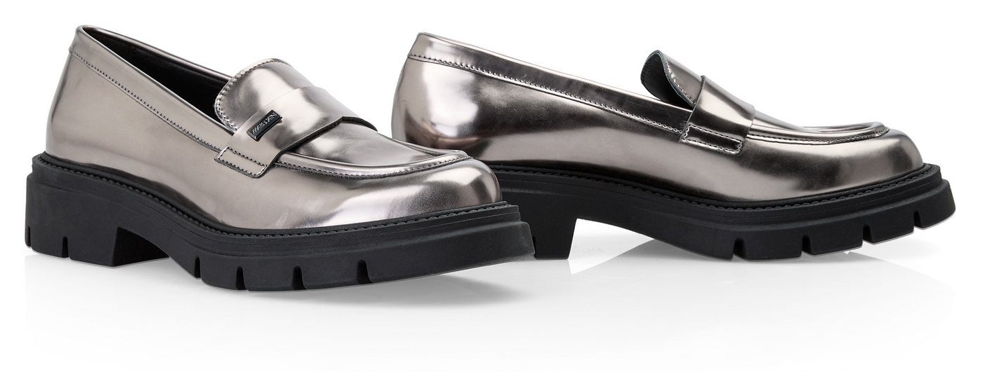 Marc Cain Noble Neutrals Loafer, Chunky Slipper, Plateauschuh mit Blockabsatz