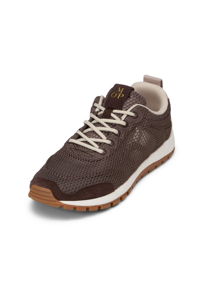 Marc O'Polo aus edlem Rindleder und Mesh-Einsatz Sneaker (Burnt Coffee)