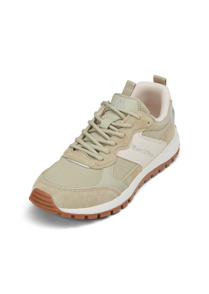 Marc O'Polo aus edlem Rindleder und Mesh-Einsatz Sneaker (smooth sage/silky stone)