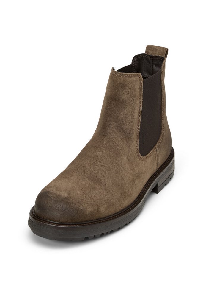 Marc O'Polo aus edlem Velours-Rindleder Chelseaboots (braun)
