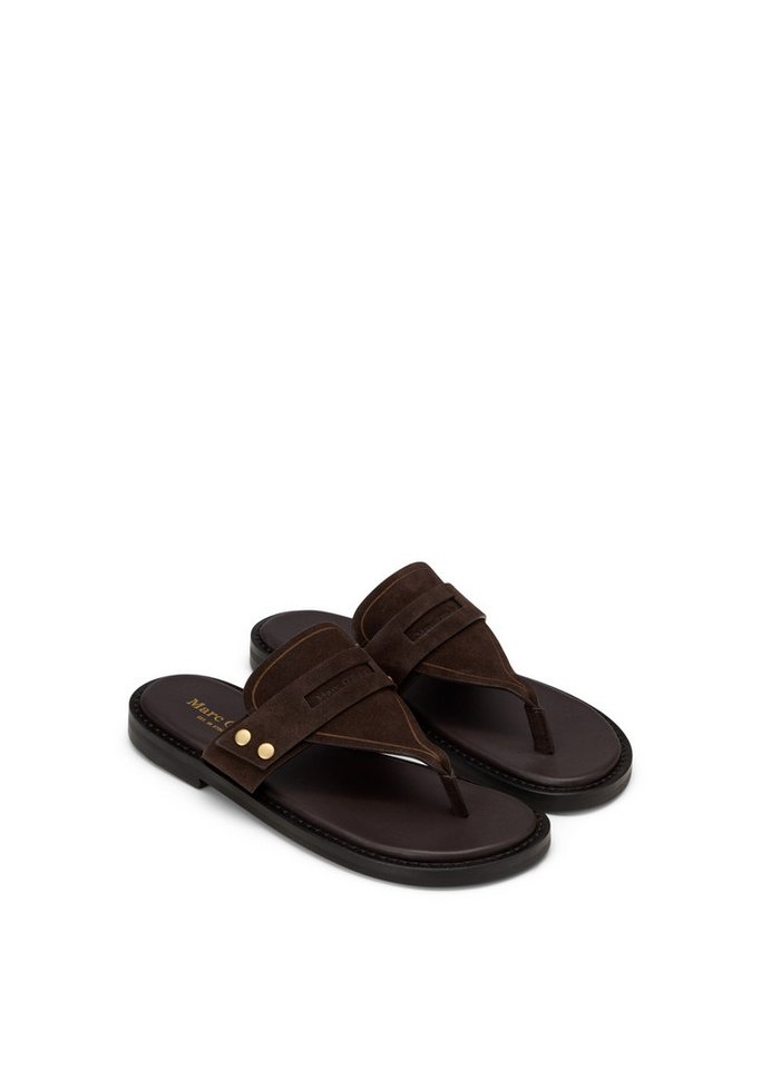 Marc O'Polo Stina Zehentrenner Sommerschuh, Strandschuh, Urlaubsschuh mit Memory Foam (braun)