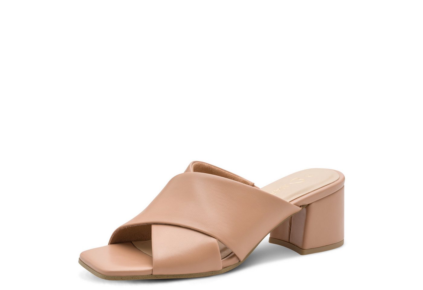 marco tozzi Pantolette, Blockabsatz, Sommerschuh, Schlappen mit gekreuzter Bandage (braun)