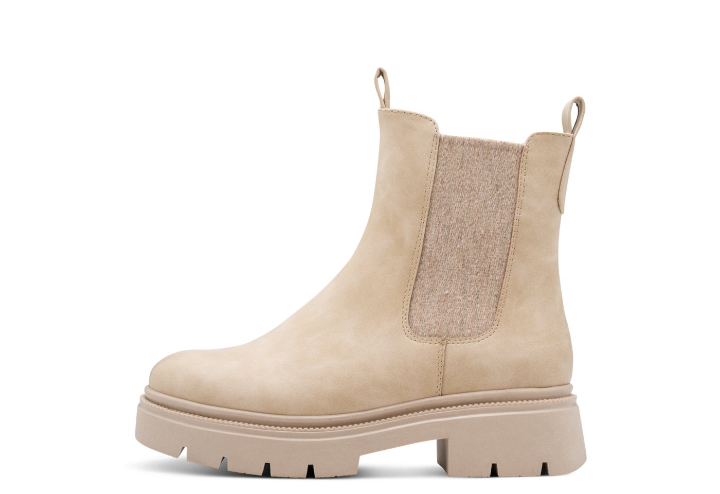 marco tozzi Chelseaboots, Blockabsatz, Stiefelette, Herbstboots, Stretcheinsatz außen