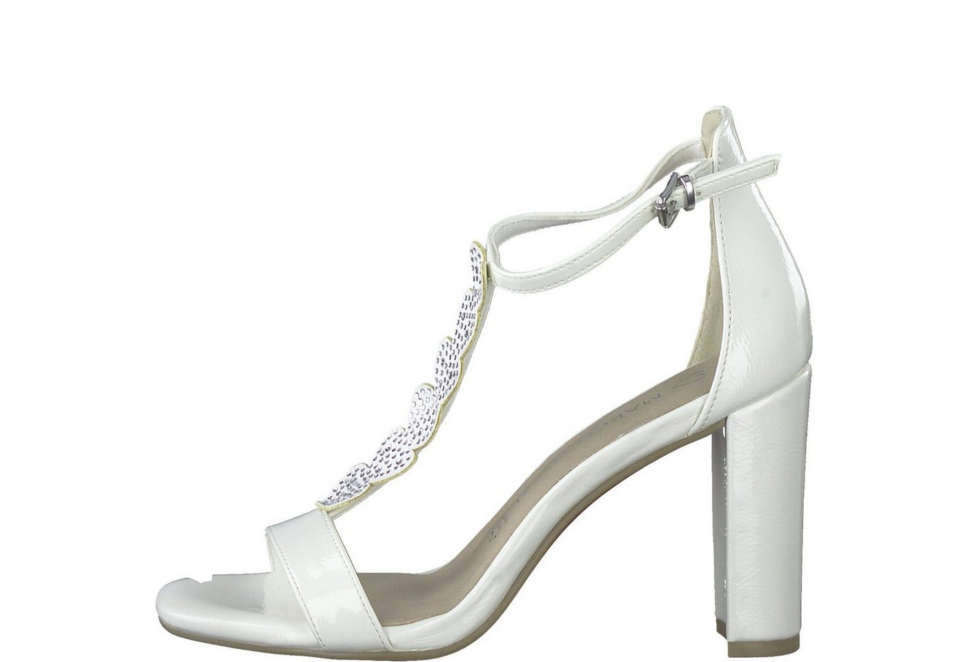 marco tozzi Damen Sandalette 2-28310-20 418 IVORY PATENT weiß Sandale