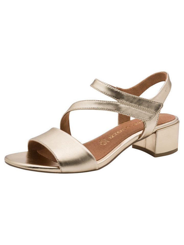 marco tozzi FEEL, MT Soft Lining aus Leder Blockabsatz Sandalette FEEL (metallic)