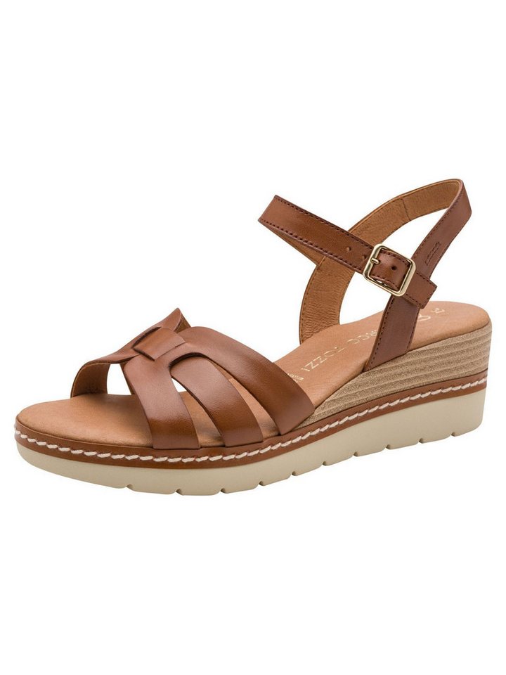 marco tozzi FEEL, MT Soft Lining aus Leder Keilabsatz Sandalette FEEL