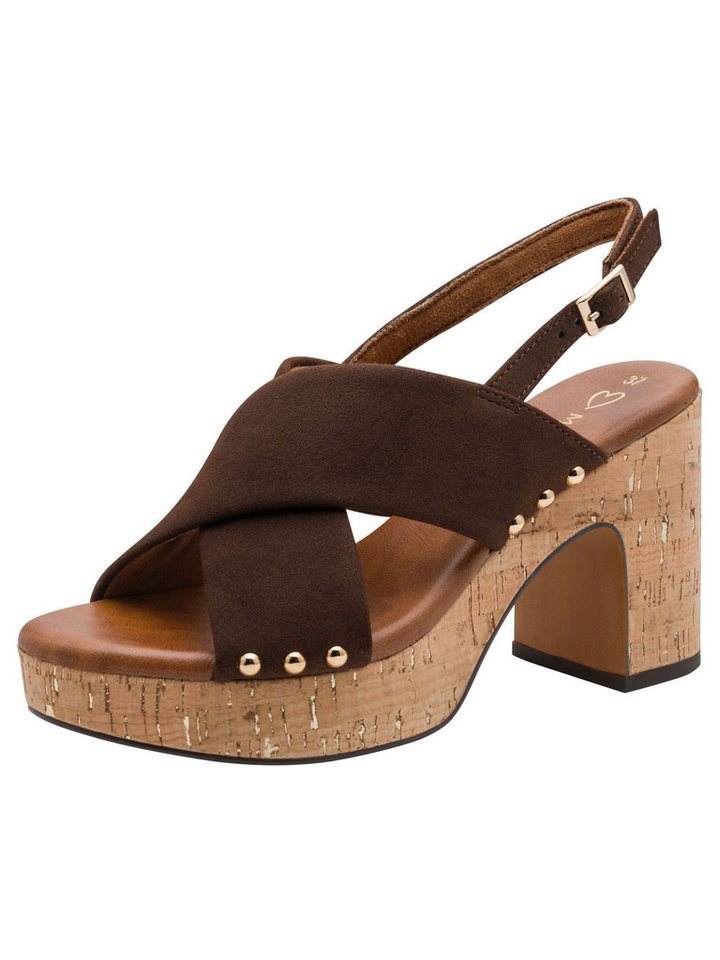 marco tozzi FEEL, MT Soft Lining, Vegan Vegan Blockabsatz Sandalette FEEL (braun)