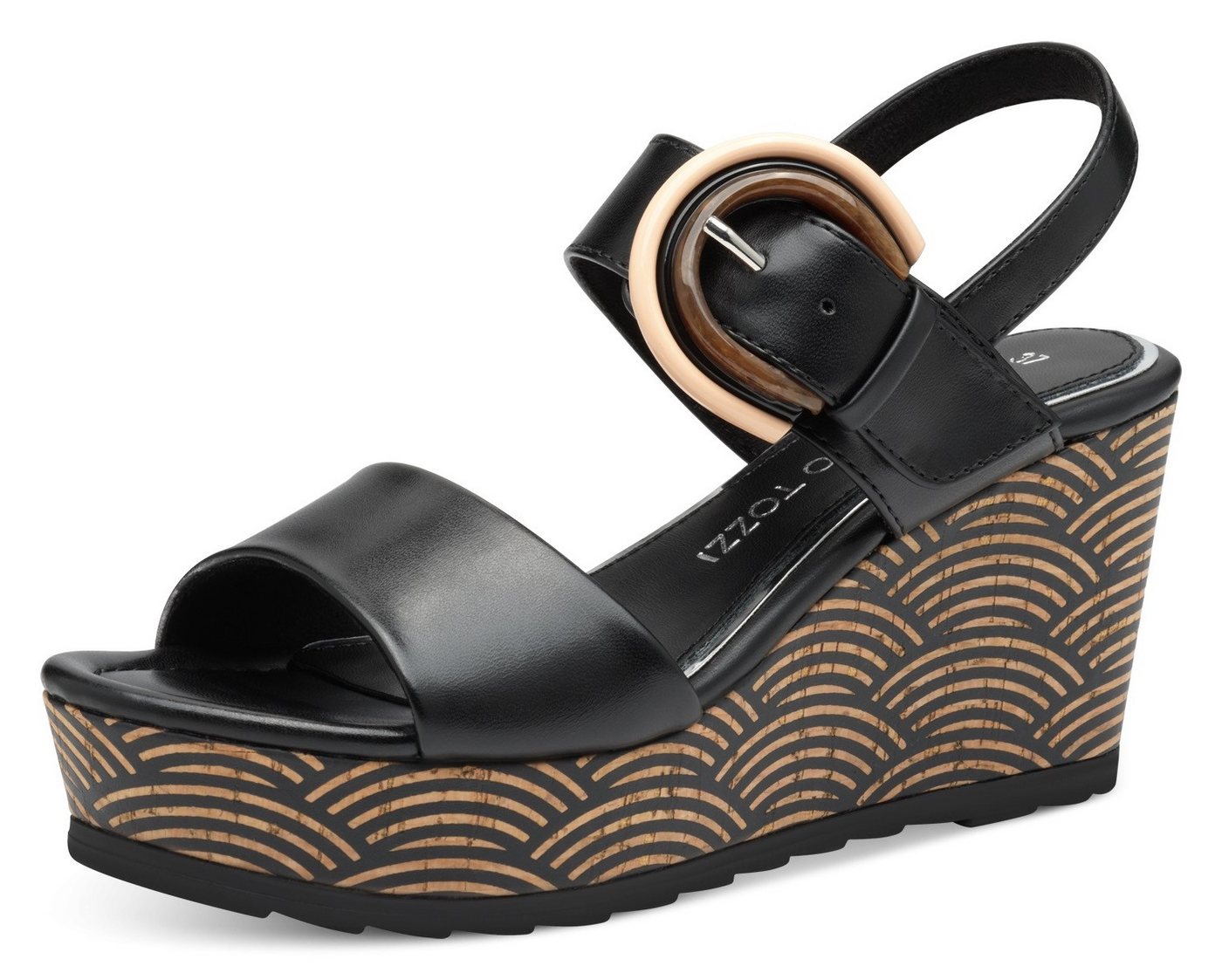 marco tozzi Keilsandalette, Riemchensandale, Sommerschuh mit schmuckbesetzter Zierschnalle