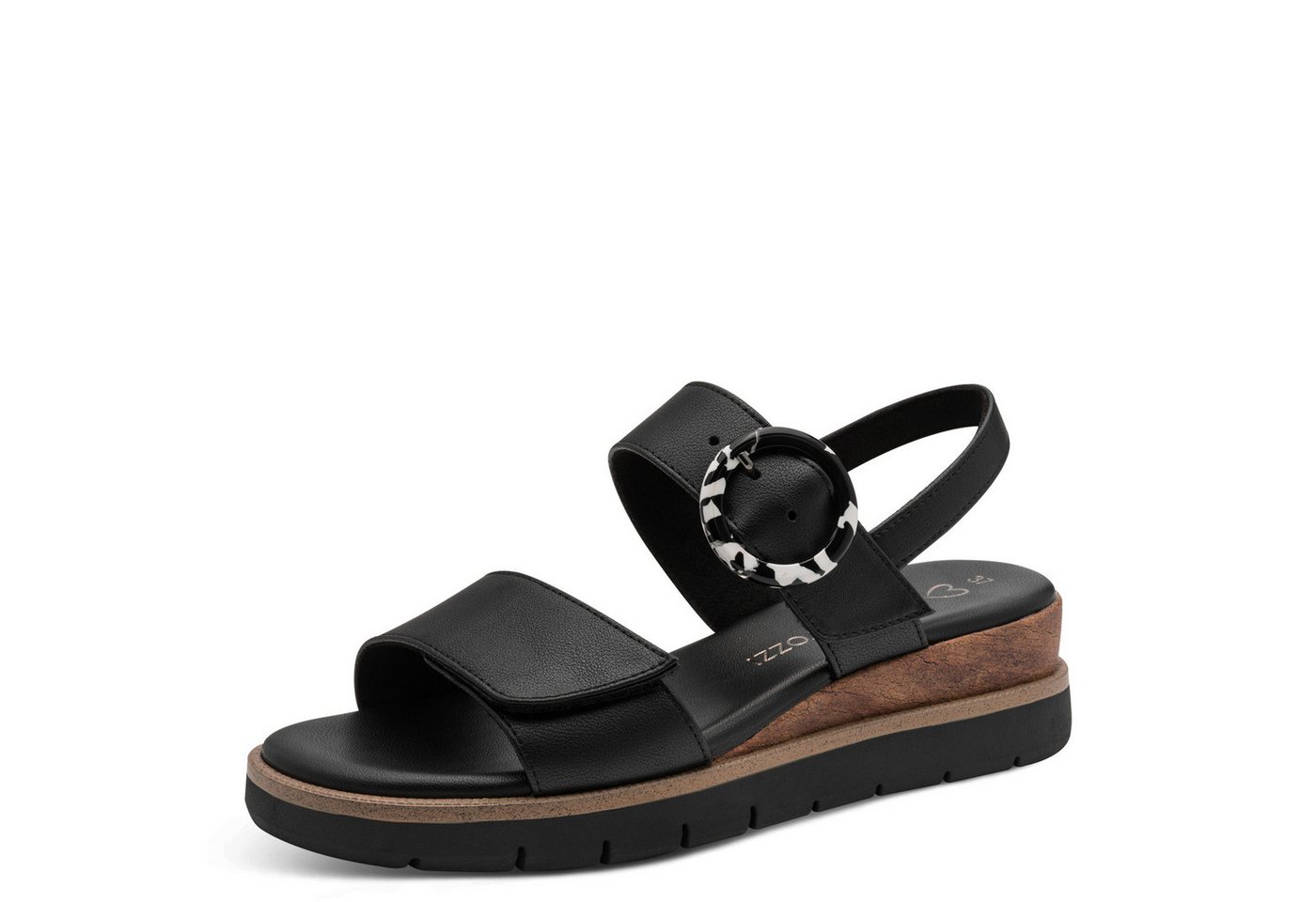 marco tozzi Keilsandalette Riemchensandale, Sommerschuh in veganer Verarbeitung (schwarz)