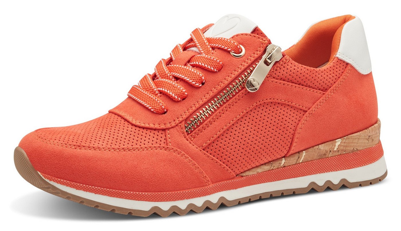 marco tozzi Keilsneaker, Freizeitschuh, Halbschuh, Schnürschuh in veganer Verarbeitung (orange)