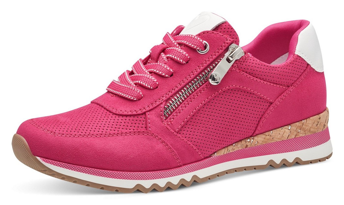 marco tozzi Keilsneaker, Freizeitschuh, Halbschuh, Schnürschuh in veganer Verarbeitung (rosa)