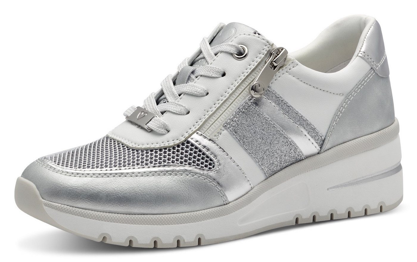 marco tozzi Keilsneaker, Freizeitschuh, Halbschuh, Schnürschuh mit Außenreißverschluss