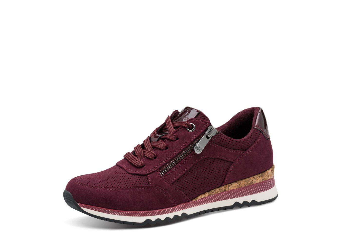 marco tozzi Keilsneaker Freizeitschuh, Schnürschuh mit leicht glänzender Herz-Logoprägung
