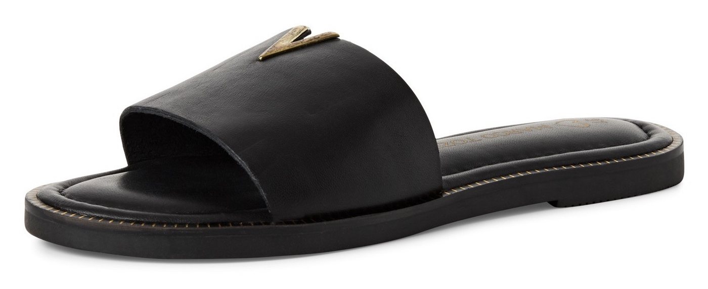 marco tozzi Pantolette, Flats, Sommerschuh mit edlem Schmuckelement