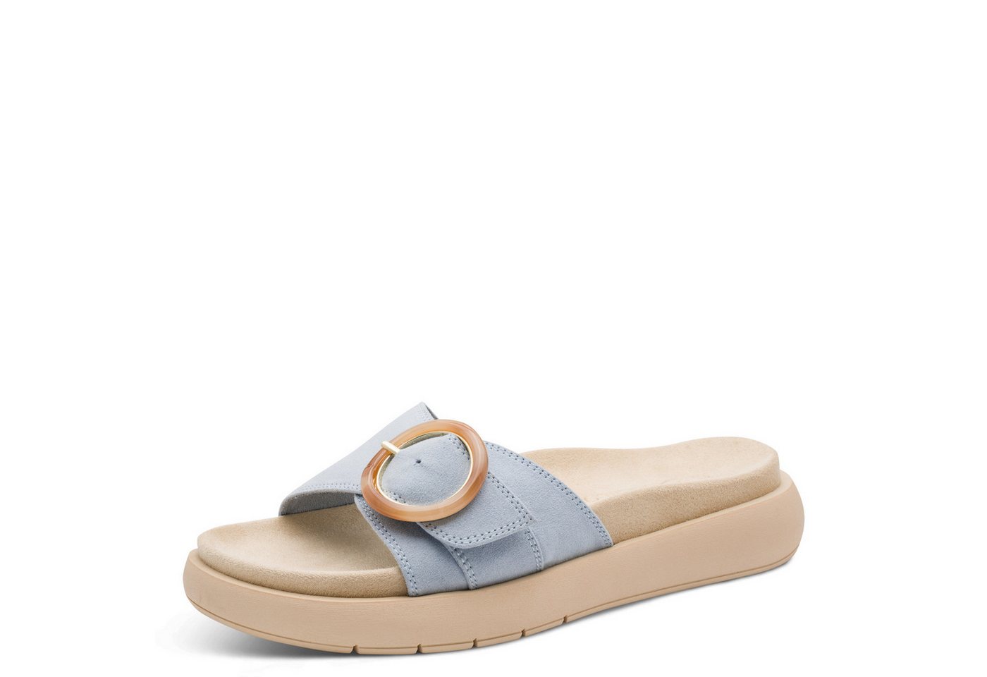 marco tozzi Pantolette Keilabsatz, Schlupfschuh mit seitlichem Stretcheinsatz (blau)