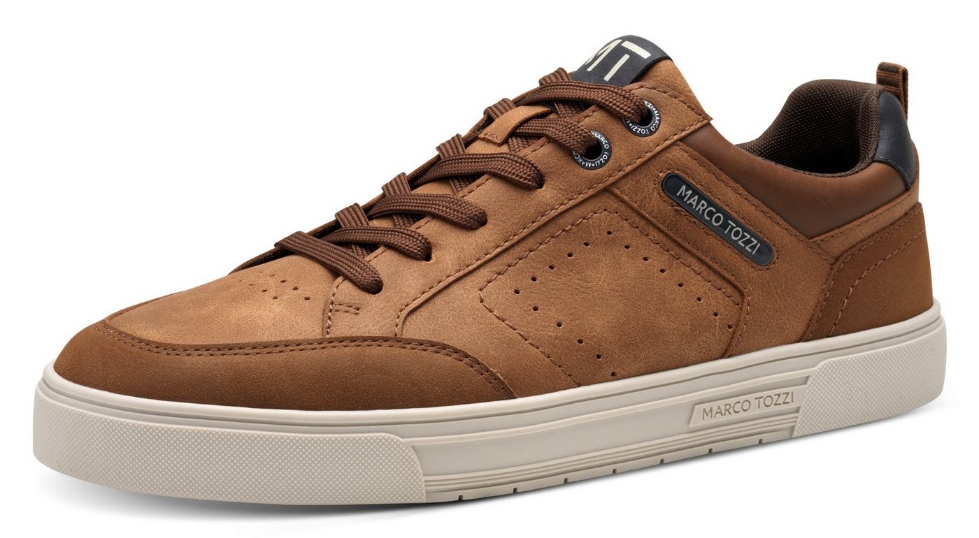 marco tozzi Plateausneaker, Freizeitsch, Halbschuh, Schnürschuh mit Perforierung und Ziernähten