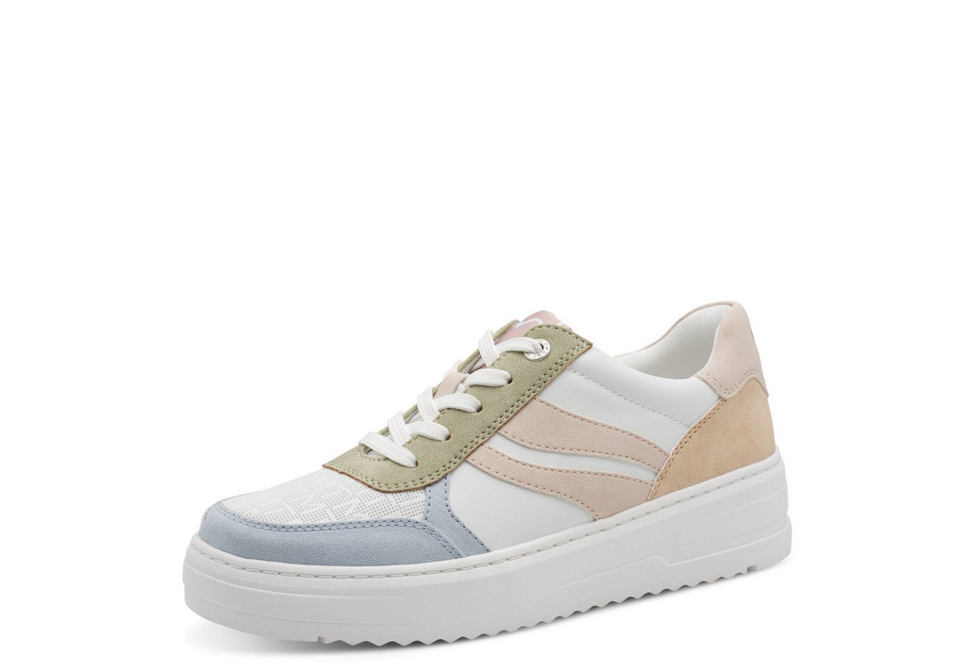 marco tozzi Plateausneaker, Freizeitschuh, Halbschuh, Schnürschuh mit farbigen Kontrastbesätzen