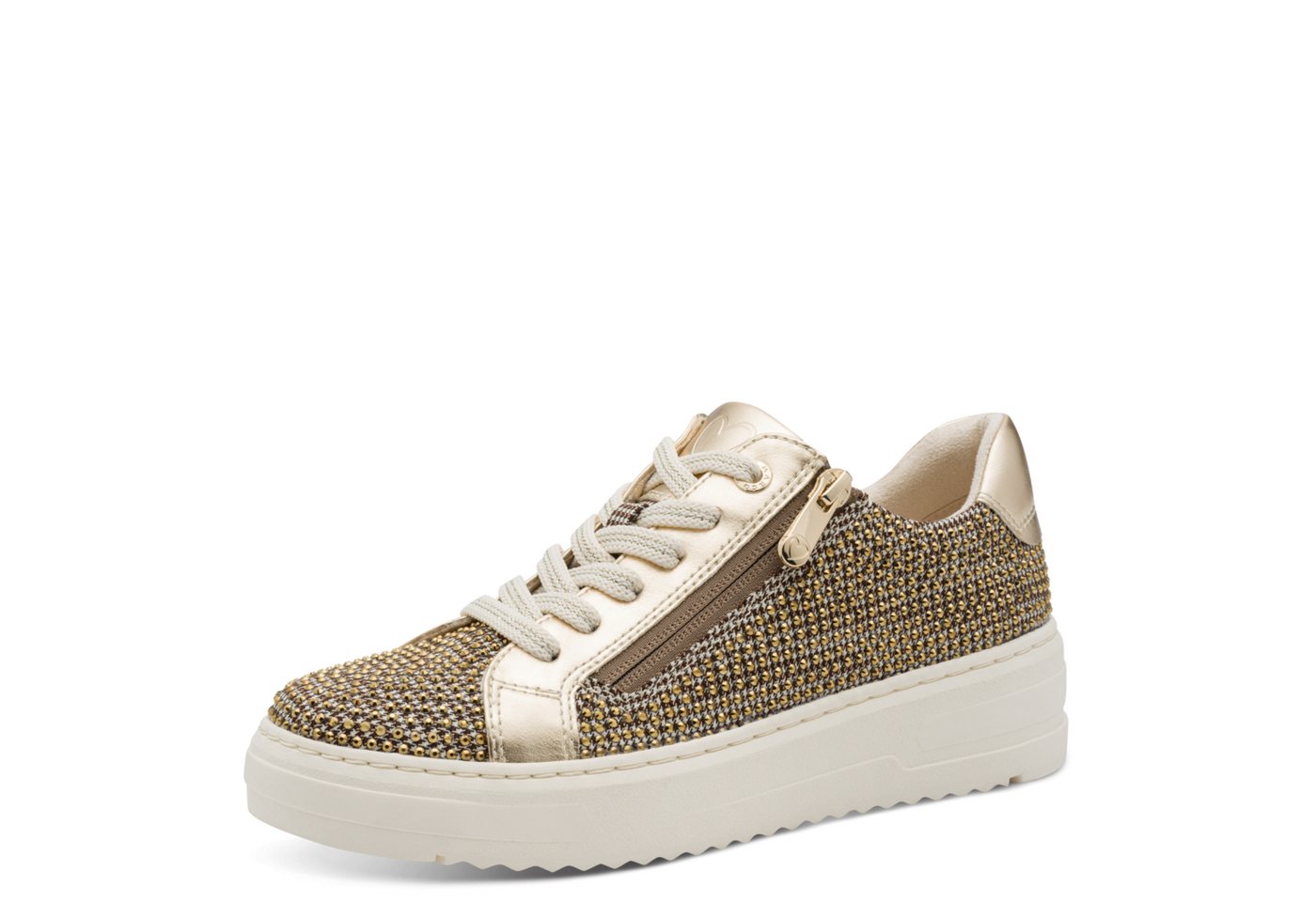 marco tozzi Plateausneaker, Freizeitschuh, Halbschuh, Schnürschuh mit Glitzerdetails
