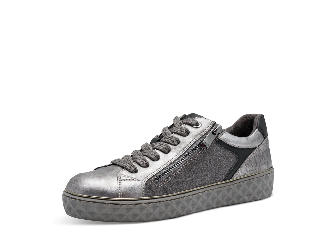 marco tozzi Plateausneaker, Freizeitschuh, Halbschuh, Schnürschuh mit Prägungen im Plateau