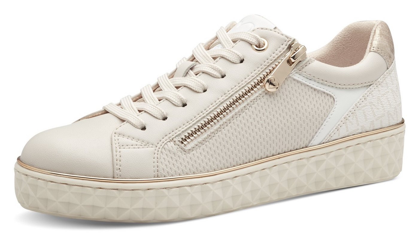 marco tozzi Plateausneaker, Freizeitschuh, Halbschuh, Schnürschuh mit seitlichem Reißverschluss (natur kombi)