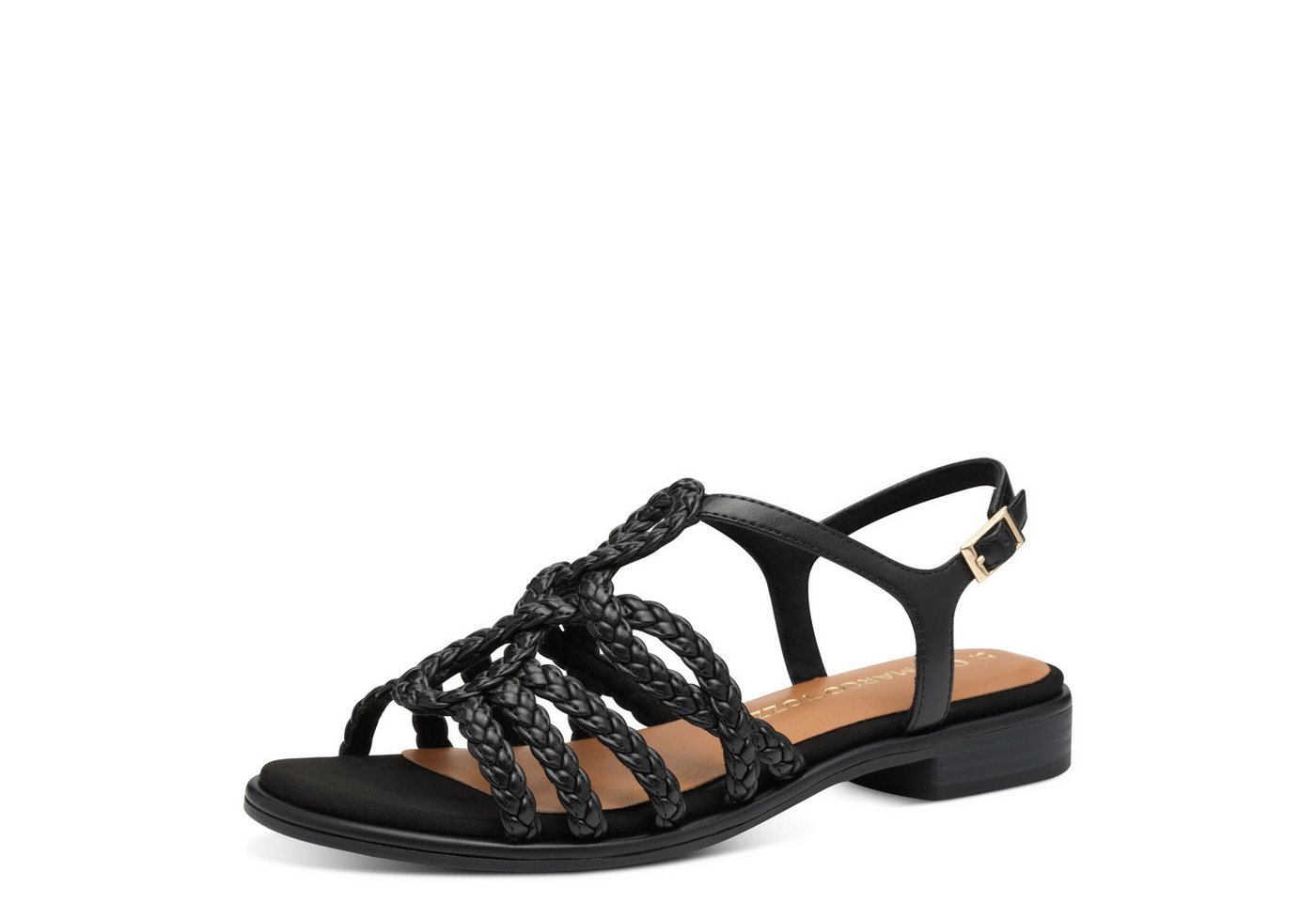 marco tozzi Sandalette Blockabsatz, Sommerschuh mit modischen Flechtriemchen