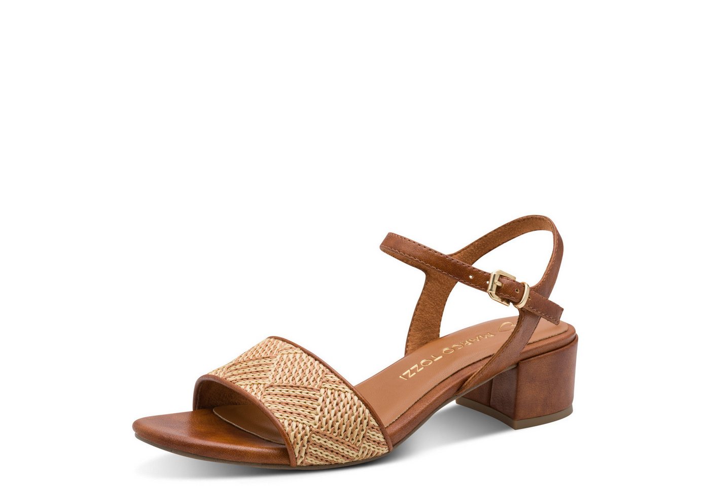 marco tozzi Sandalette Blockabsatz, Sommerschuh, Riemchensandale mit verstellbarer Schnalle (braun)