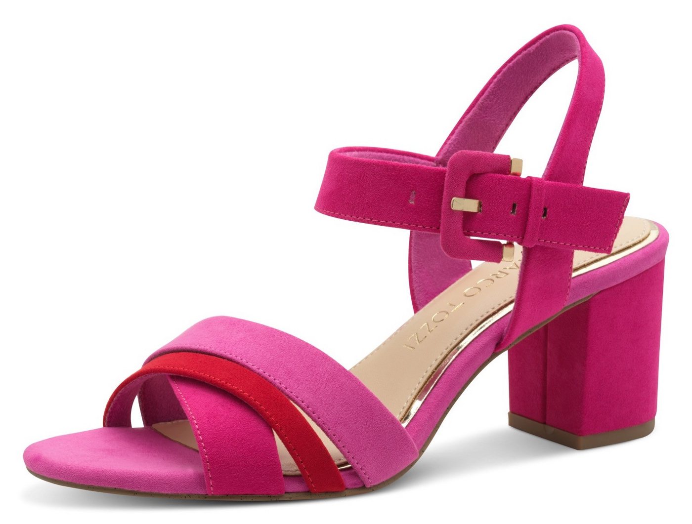 marco tozzi Sandalette, Blockabsatz, Sommerschuh, Sandale mit verstellbarem Fesselriemchen