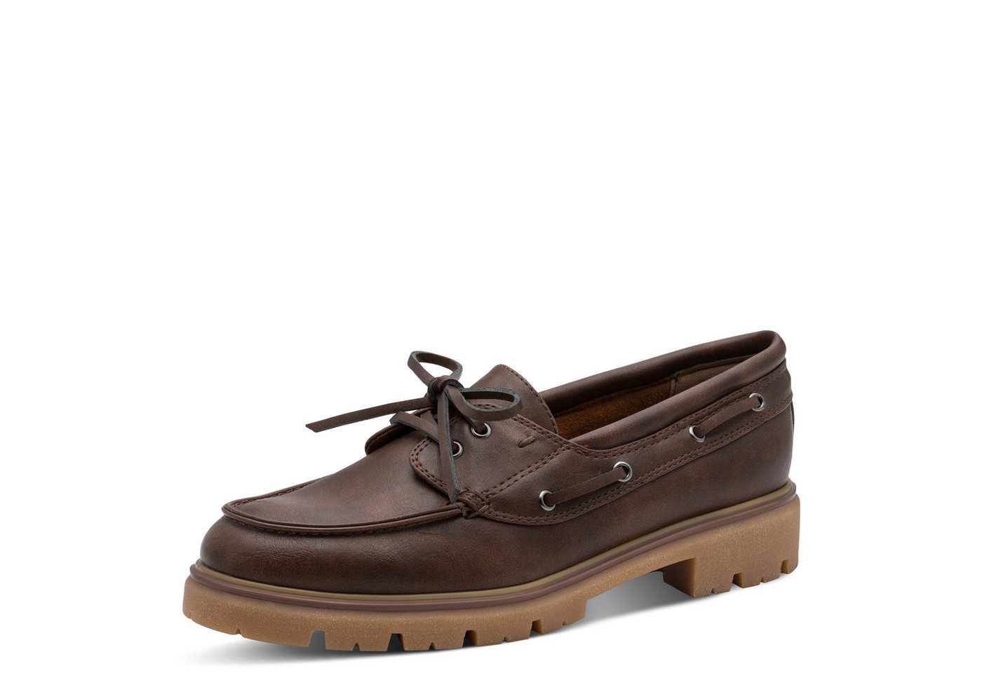 marco tozzi Schnürschuh, Blockabsatz, Bootsschuh, Halbschuh in veganer Verarbeitung