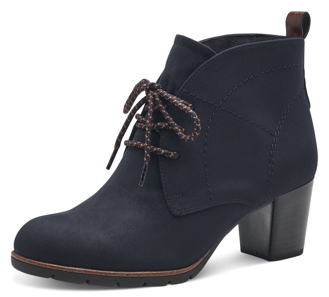 marco tozzi Schnürstiefelette Blockabsatz, Ankleboots, Schnürboots mit Ziernähten (blau)